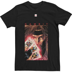 �A�j���L�����N�^�[ �����Y �g�b�v�X T�V���c �g�[�� Licensed Character Big & Tall Marvel X-Men Gambit Glowing Cards Tee Black �u���b�N