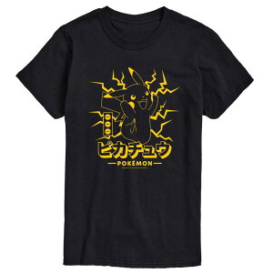�A�j���L�����N�^�[ �����Y �g�b�v�X T�V���c Licensed Character Men's Pokemon Pikachu Lightning Tee Black �u���b�N