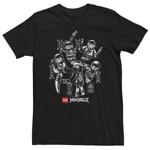 �A�j���L�����N�^�[ �����Y �g�b�v�X T�V���c �g�[�� Licensed Character Big & TallEGO Ninjago Ninja Grouposter Tee Black �u���b�N