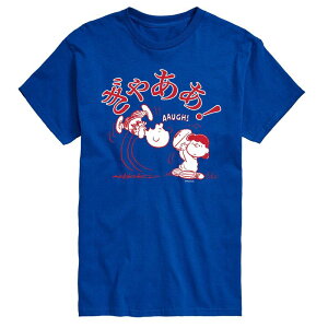 �A�j���L�����N�^�[ �����Y �g�b�v�X T�V���c Licensed Character Men's Peanuts Kanji AAUGH Tee Royal Blue �u���[