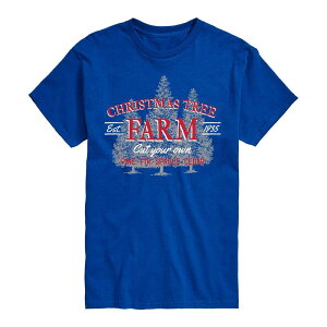 �A�j���L�����N�^�[ �����Y �g�b�v�X T�V���c Licensed Character Men's Christmas Tree Farm Sign Tee Royal Blue �u���[