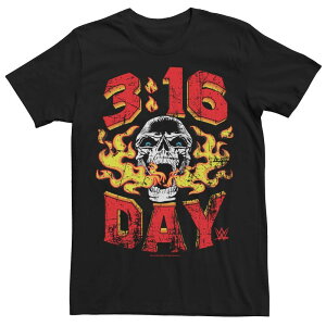 �A�j���L�����N�^�[ �����Y �g�b�v�X T�V���c �g�[�� �O���t�B�b�N Licensed Character Big & Tall WWE Stone Cold Steve Austin Day Flaming Skull Graphic Tee Black �u���b�N