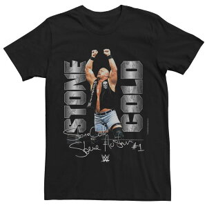 �A�j���L�����N�^�[ �����Y �g�b�v�X T�V���c �g�[�� �O���t�B�b�N Licensed Character Big & Tall WWE Stone Cold Signature Graphic Tee Black �u���b�N