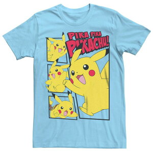 �A�j���L�����N�^�[ �����Y �g�b�v�X T�V���c Licensed Character Men's Pok mon Pikachu Many Poses Tee Light Blue �u���[