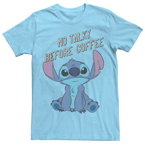�f�B�Y�j�[ �����Y �g�b�v�X T�V���c Disney's Lilo & Stitch Men's No Talky Before Coffee Tee Light Blue �u���[