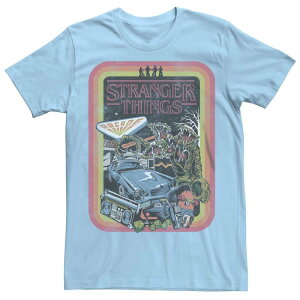 �A�j���L�����N�^�[ �����Y �g�b�v�X T�V���c �O���t�B�b�N Licensed Character Men'stranger Things Monster Attack Graphic Tee Light Blue �u���[