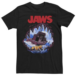 �A�j���L�����N�^�[ �����Y �g�b�v�X T�V���c Licensed Character Men's Jaws Open-Mouth Tee Black �u���b�N