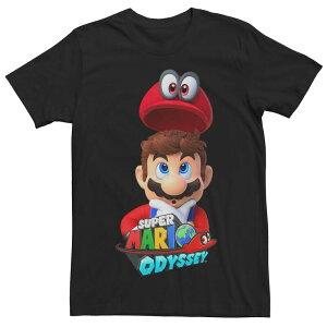�A�j���L�����N�^�[ �����Y �g�b�v�X T�V���c Licensed Character Men'super Mariodyssey Poster Tee Black �u���b�N