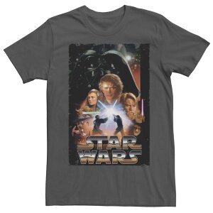 �A�j���L�����N�^�[ �����Y �g�b�v�X T�V���c Licensed Character Men'star Wars Revenge Of The Sith Episode Three Movie Poster Tee Charcoal �`���R�[��