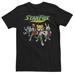 �A�j���L�����N�^�[ �����Y �g�b�v�X T�V���c Licensed Character Men's Nintendo Star Fox 64 Retro Group Tee Black �u���b�N