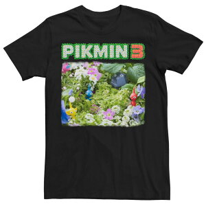 �A�j���L�����N�^�[ �����Y �g�b�v�X T�V���c �t�����[�� �t�����[ Licensed Character Men's Nintendo Pikmin 3 Floral Poster Tee Black �u���b�N