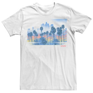 �A�j���L�����N�^�[ �����Y �g�b�v�X T�V���c �L���b�v �P�[�v �O���t�B�b�N Licensed Character Men's Palm Tree City Scape Poster Graphic Tee White �z���C�g