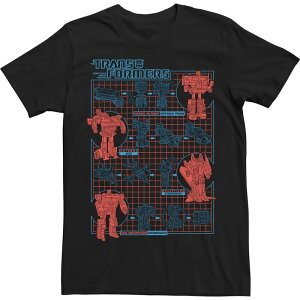 �A�j���L�����N�^�[ �����Y �g�b�v�X T�V���c Licensed Character Men's Transformers How To Transform Schematic Tee Black �u���b�N