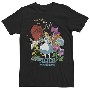 �f�B�Y�j�[ �����Y �g�b�v�X T�V���c �g�[�� Disney's Alice In Wonderland Big & Tall Walking Through The Flowers Tee Black �u���b�N