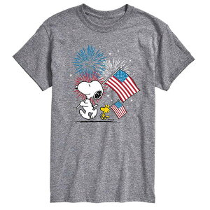 �A�j���L�����N�^�[ �����Y �g�b�v�X T�V���c �g�[�� Licensed Character Big & Tall Peanuts Woodstock Flags Gray �O���[