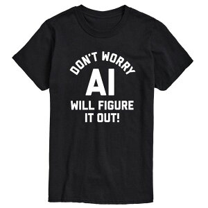 �A�j���L�����N�^�[ �����Y �g�b�v�X T�V���c �O���t�B�b�N Licensed Character Men's Dont Worry AI Will Figure It Out Graphic Tee Black �u���b�N