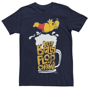 �A�j���L�����N�^�[ �����Y �g�b�v�X T�V���c �O���t�B�b�N Licensed Character Men's The Simpsons Homer Beer Belly Champ Graphic Tee Navy �l�C�r�[