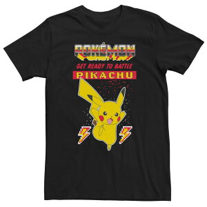 �A�j���L�����N�^�[ �����Y �g�b�v�X T�V���c �g�[�� �O���t�B�b�N Licensed Character Big & Tall Pokemon Get Ready To Battle Pikachu Graphic Tee Black �u���b�N