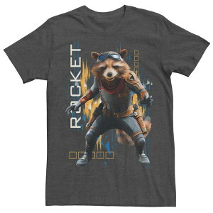 �}�[�x�� �����Y �g�b�v�X T�V���c Men's Marvel Avengers Endgame Rocket Motion Tee Charcoal Heather �`���R�[��