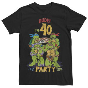 �A�j���L�����N�^�[ �����Y �g�b�v�X T�V���c Licensed Character Men's Teenage Mutant Ninja Turtles Dude I'm 40 Tee Black �u���b�N