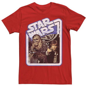 �X�^�[ �E�H�[�Y �����Y �g�b�v�X T�V���c Men'star Wars Han Solo Chewie Chrome Border Tee Red ���b�h