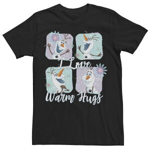 �f�B�Y�j�[ �����Y �g�b�v�X T�V���c Men's Disney's Frozen Olaf Warm Hugs Tee Black �u���b�N