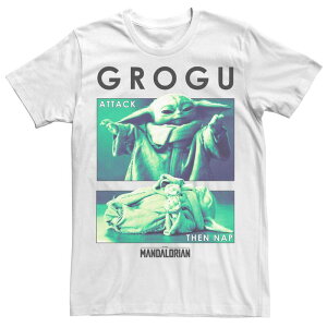 �X�^�[ �E�H�[�Y �����Y �g�b�v�X T�V���c Men'star Wars: The Mandalorian Grogu Attack Thenap R14 Tee White �z���C�g