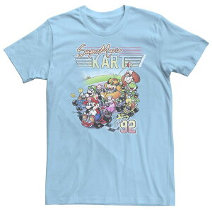�A�j���L�����N�^�[ �����Y �g�b�v�X T�V���c Licensed Character Men's Nintendo Maro Kart '92 Group Collage Tee Light Blue �u���[