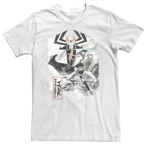 �A�j���L�����N�^�[ �����Y �g�b�v�X T�V���c �g�[�� Licensed Character Big & Tall Cartoonetwork Samurai Jack Aku Water Color Paint Sketch Tee White �z���C�g