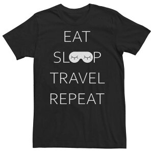 �A�j���L�����N�^�[ �����Y �g�b�v�X T�V���c �g�[�� Licensed Character Big & Tall Trendy Eat Sleep Travel Repeat Tee Black �u���b�N