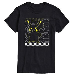�A�j���L�����N�^�[ �����Y �g�b�v�X T�V���c �g�[�� Licensed Character Big & Tall Pokemon Pikachu Tee Black �u���b�N