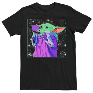 �A�j���L�����N�^�[ �����Y �g�b�v�X T�V���c Licensed Character Men'star Wars The Mandalorioan The Soup Of Grogu Poser Tee Black �u���b�N