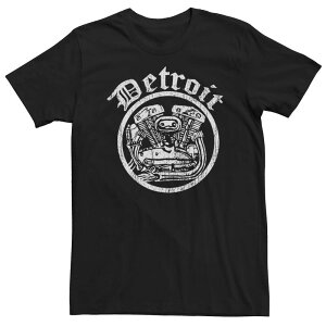 �A�j���L�����N�^�[ �����Y �g�b�v�X T�V���c �g�[�� ���S �O���t�B�b�N Licensed Character Big & Tall Motor Detroit Circle Logo Graphic Tee Black �u���b�N