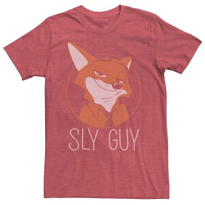 �f�B�Y�j�[ �����Y �g�b�v�X T�V���c Disney's Zootopia Nick Wilde Sly Guy Men's Fox Tee Red Heather �w�U�[