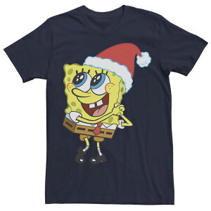 �A�j���L�����N�^�[ �����Y �g�b�v�X T�V���c �p���c Licensed Character Men'spongebob Squarepantsanta Hat Dreaming Of Christmas Tee Navy �l�C�r�[