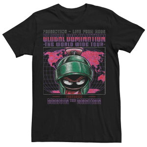 �A�j���L�����N�^�[ �����Y �g�b�v�X T�V���c Licensed Character Men's Looney Tunes Marvin The Martian Global Domination Rock Tour Tee Black �u���b�N