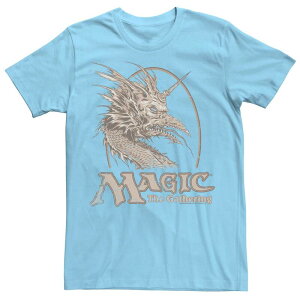 �A�j���L�����N�^�[ �����Y �g�b�v�X T�V���c ���S Licensed Character Men's Magic: The Gathering Retro Dragon Logo Tee Light Blue �u���[
