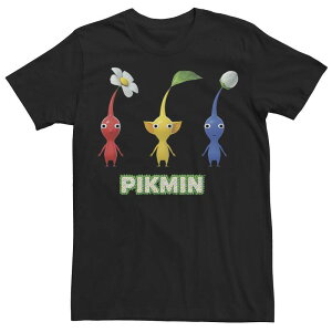�A�j���L�����N�^�[ �����Y �g�b�v�X T�V���c �g�[�� Licensed Character Big & Tall Nintendo Pikmin Trio Simple Tee Black �u���b�N