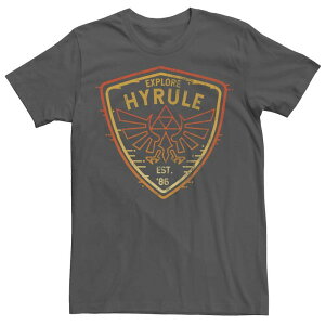 �A�j���L�����N�^�[ �����Y �g�b�v�X T�V���c Licensed Character Men's Nintendo The Legend Of Zelda Explore Hyrule Badge Tee Charcoal �`���R�[��
