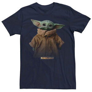 �A�j���L�����N�^�[ �����Y �g�b�v�X T�V���c �O���t�B�b�N Licensed Character Men'star Wars The Mandalorian Grogu The Child Portrait Graphic Tee Navy �l�C�r�[