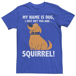 �f�B�Y�j�[ �s�N�T�[ �����Y �g�b�v�X T�V���c Disney / Pixar's Up Dug Men's Just Met and SQUIRREL! Tee Royal