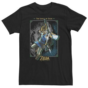 �A�j���L�����N�^�[ �����Y �g�b�v�X T�V���c �g�[�� Licensed Character Big & Tall Zelda Breath Of The Wild Link Action Pose Poster Tee Black �u���b�N