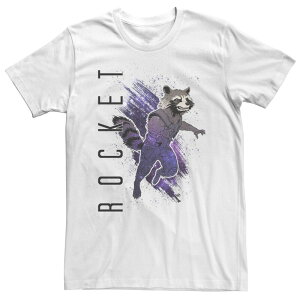 �}�[�x�� ���f�B�[�X �g�b�v�X T�V���c �g�[�� Big & Tall Marvel Avengers Endgame Rocket Painted Galaxy Tee White �z���C�g
