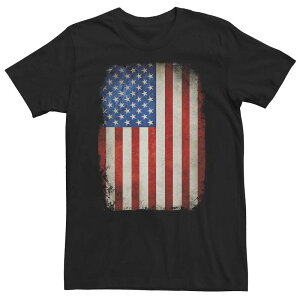 �A�j���L�����N�^�[ �����Y �g�b�v�X T�V���c ���B���e�[�W �g�[�� Licensed Character Big & Tall Frayed Vertical American Flag Vintage Distressed Tee Black �u���b�N