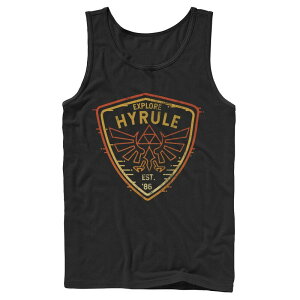 �A�j���L�����N�^�[ �����Y �g�b�v�X T�V���c Licensed Character Men's The Legend Of Zelda Explore Camp Hyrule Crestank Top Black �u���b�N