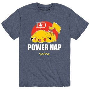 �A�j���L�����N�^�[ �����Y �g�b�v�X T�V���c Licensed Character Men's Pok mon Pikachu Power Nap Tee Blue �u���[