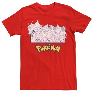 �A�j���L�����N�^�[ �����Y �g�b�v�X T�V���c ���m�N�� Licensed Character Men's Pok mon Classic Monochrome Grouportraitee Red ���b�h