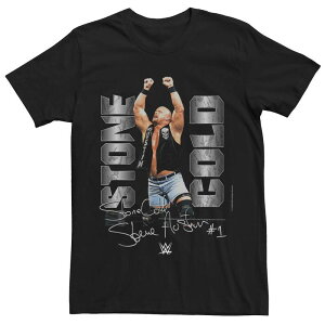 �A�j���L�����N�^�[ �����Y �g�b�v�X T�V���c Licensed Character Men's WWE Stone Cold Signature Poster Tee Black �u���b�N