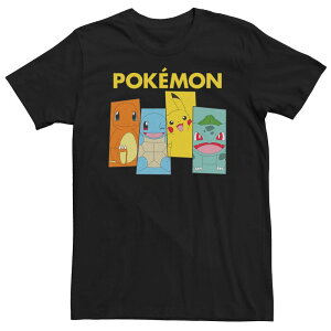 �A�j���L�����N�^�[ �����Y �g�b�v�X T�V���c �g�[�� �O���t�B�b�N Licensed Character Big & Tall Pokemon Kanto Starter Team Graphic Tee Black �u���b�N