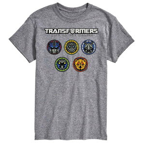 �A�j���L�����N�^�[ �����Y �g�b�v�X T�V���c �g�[�� ���S �O���t�B�b�N Licensed Character Big & Tall Transformers Logo With Badges Graphic Tee Gray �O���[